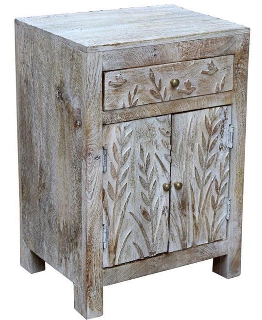 Buy 2 drawer whitewashed bedside cabinet in bird design discounted | Products On Sale Australia