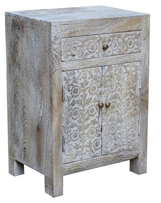 Buy 2 drawer whitewashed bedside cabinet takai design discounted | Products On Sale Australia