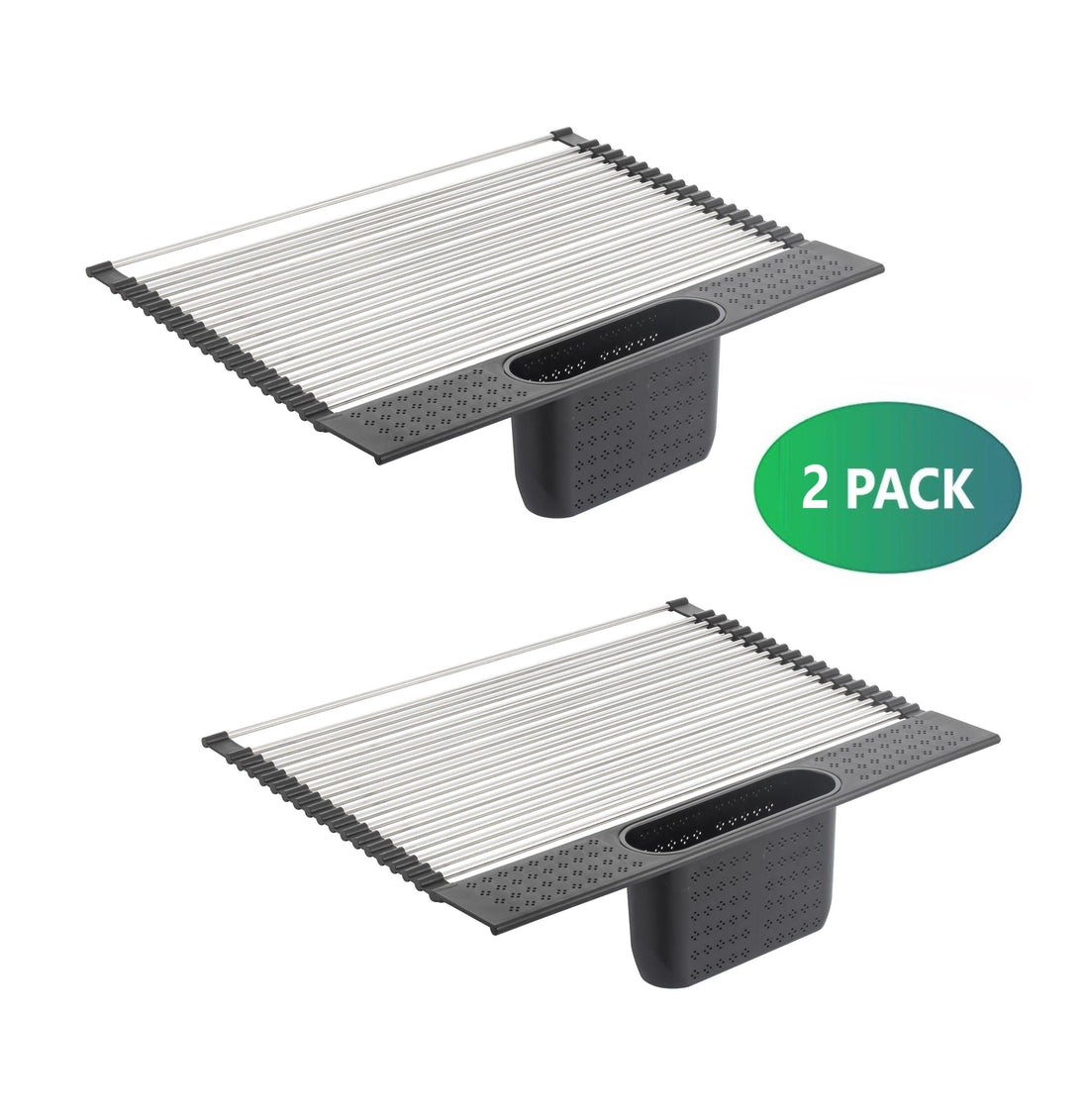 Buy 2 Pack Large Stainless Steel Roll Up Dish Drying Rack with Utensil Holder for Home Kitchen discounted | Products On Sale Australia