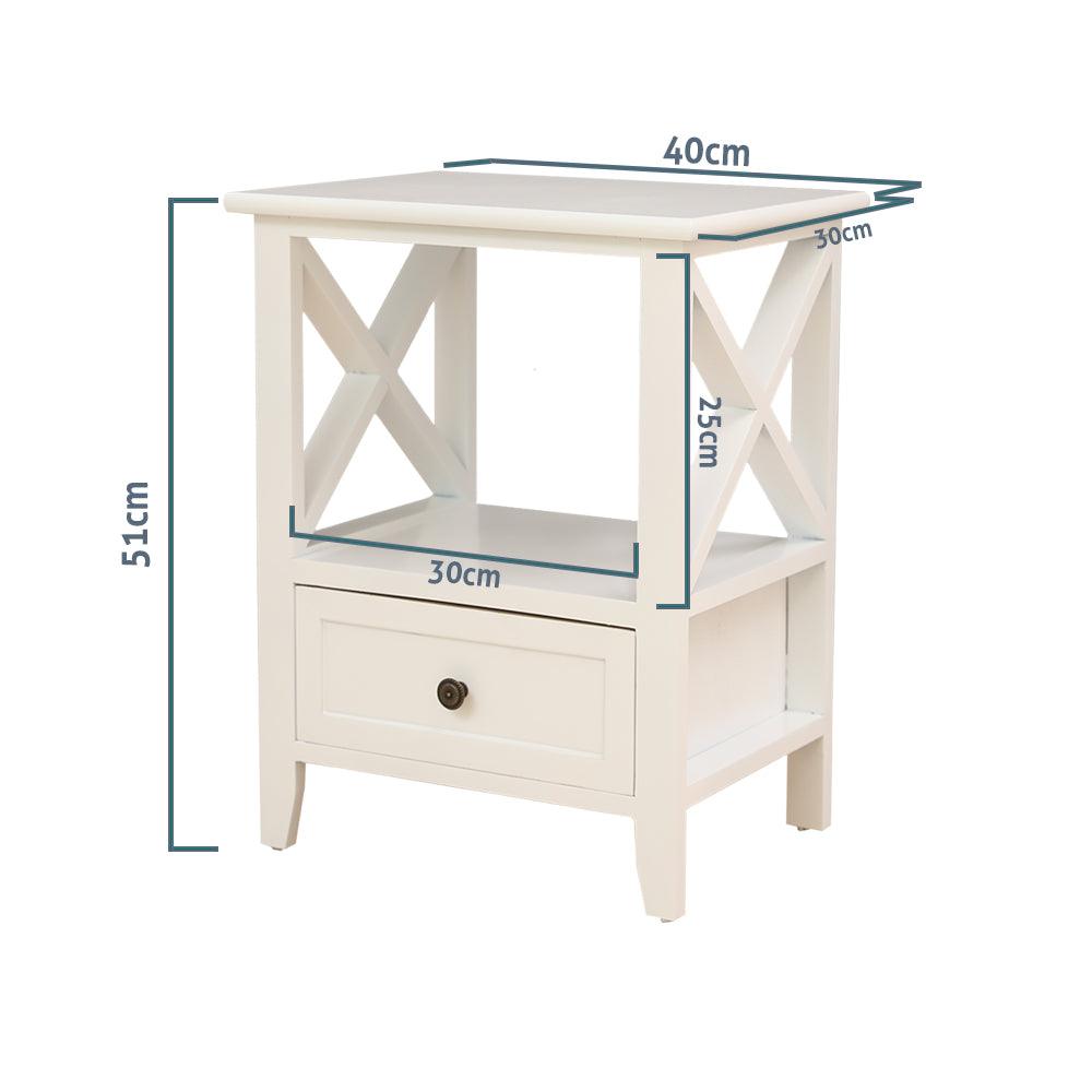 Buy 2-tier Bedside Table with Storage Drawer 2 PC Rustic White discounted | Products On Sale Australia