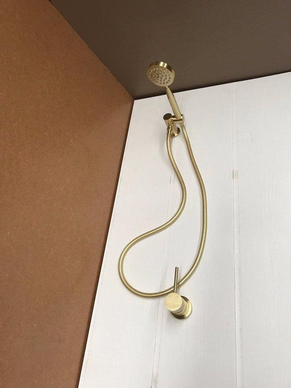 Buy 2021 New Brass Burnished Gold round hand held SHOWER HEAD adjust holder mixer discounted | Products On Sale Australia