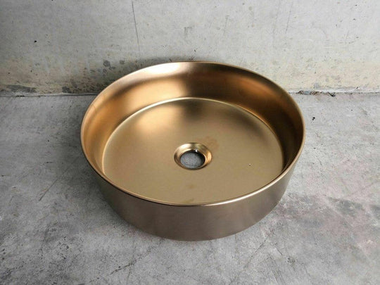 Buy 2023 Matte Black matte white matte Pink Green Gold Copper Round 360 mm Dia top counter basin porcelain sink discounted | Products On Sale Australia