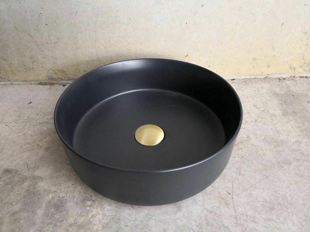 Buy 2023 Matte Black matte white matte Pink Green Gold Copper Round 360 mm Dia top counter basin porcelain sink discounted | Products On Sale Australia