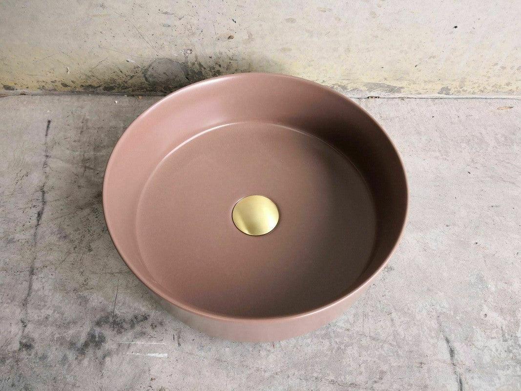 Buy 2023 Matte Black matte white matte Pink Green Gold Copper Round 360 mm Dia top counter basin porcelain sink discounted | Products On Sale Australia