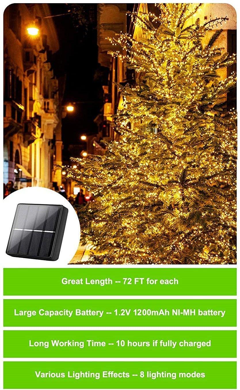 Buy 20m 200 LED Solar Powered Outdoor Lights with 8 Lighting Modes and Waterproof for Home,Garden and Decoration discounted | Products On Sale Australia