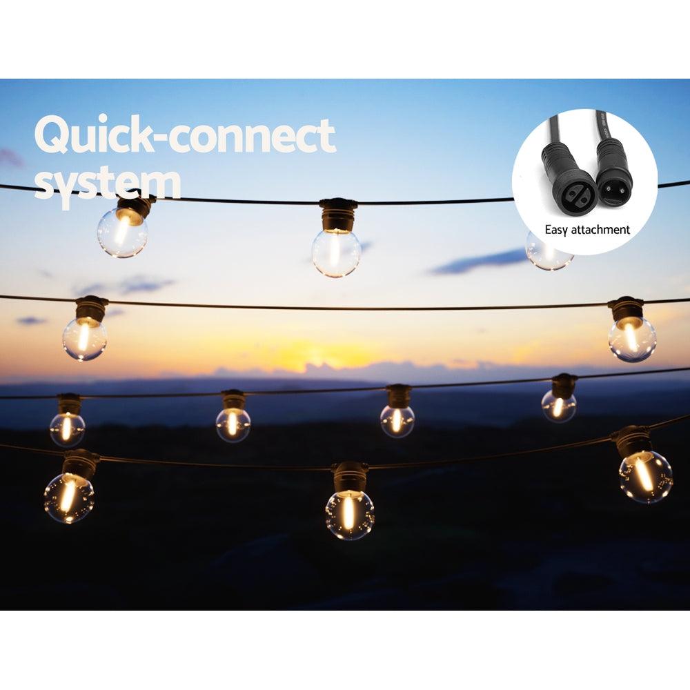 Buy 23m Solar Festoon Lights Outdoor LED String Light Xmas Wedding Garden Party discounted | Products On Sale Australia