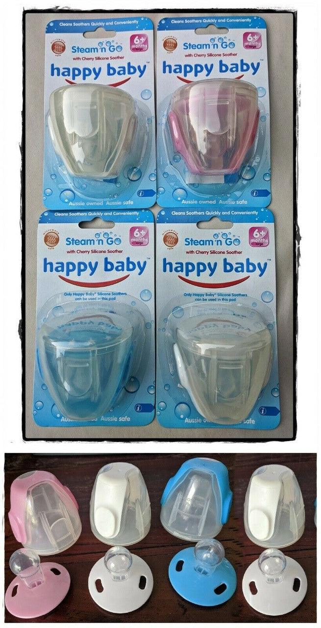 Buy 25 x 4 Pack (100 Pieces) -Wholesale Resell Retail Happy Baby Steam n Go Cherry Silicone Soother discounted | Products On Sale Australia