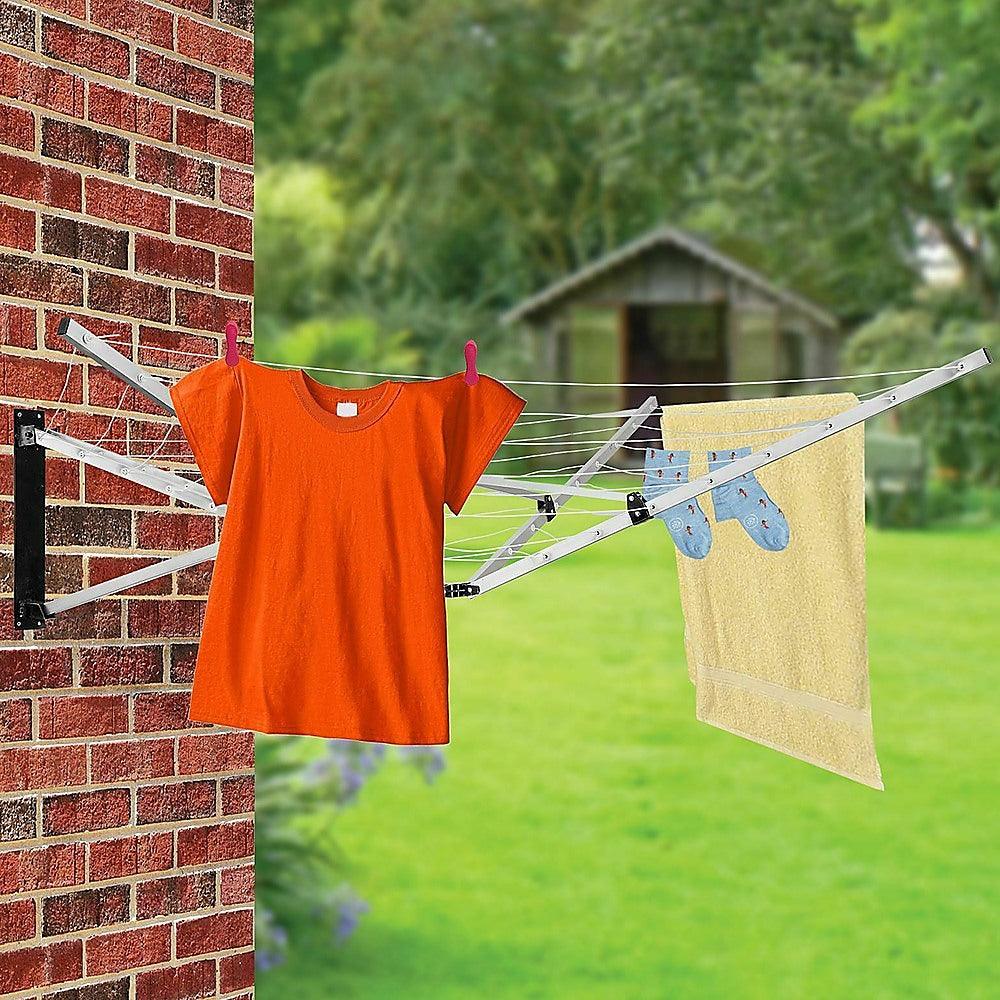 Buy 26m 5 Arm Wall Hang Mountable Clothes Airer Dryer Washing Line Bathroom Kitchen discounted | Products On Sale Australia