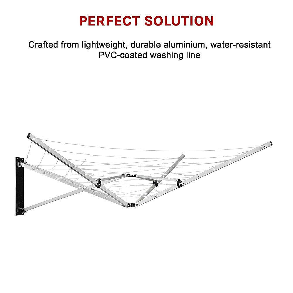 Buy 26m 5 Arm Wall Hang Mountable Clothes Airer Dryer Washing Line Bathroom Kitchen discounted | Products On Sale Australia