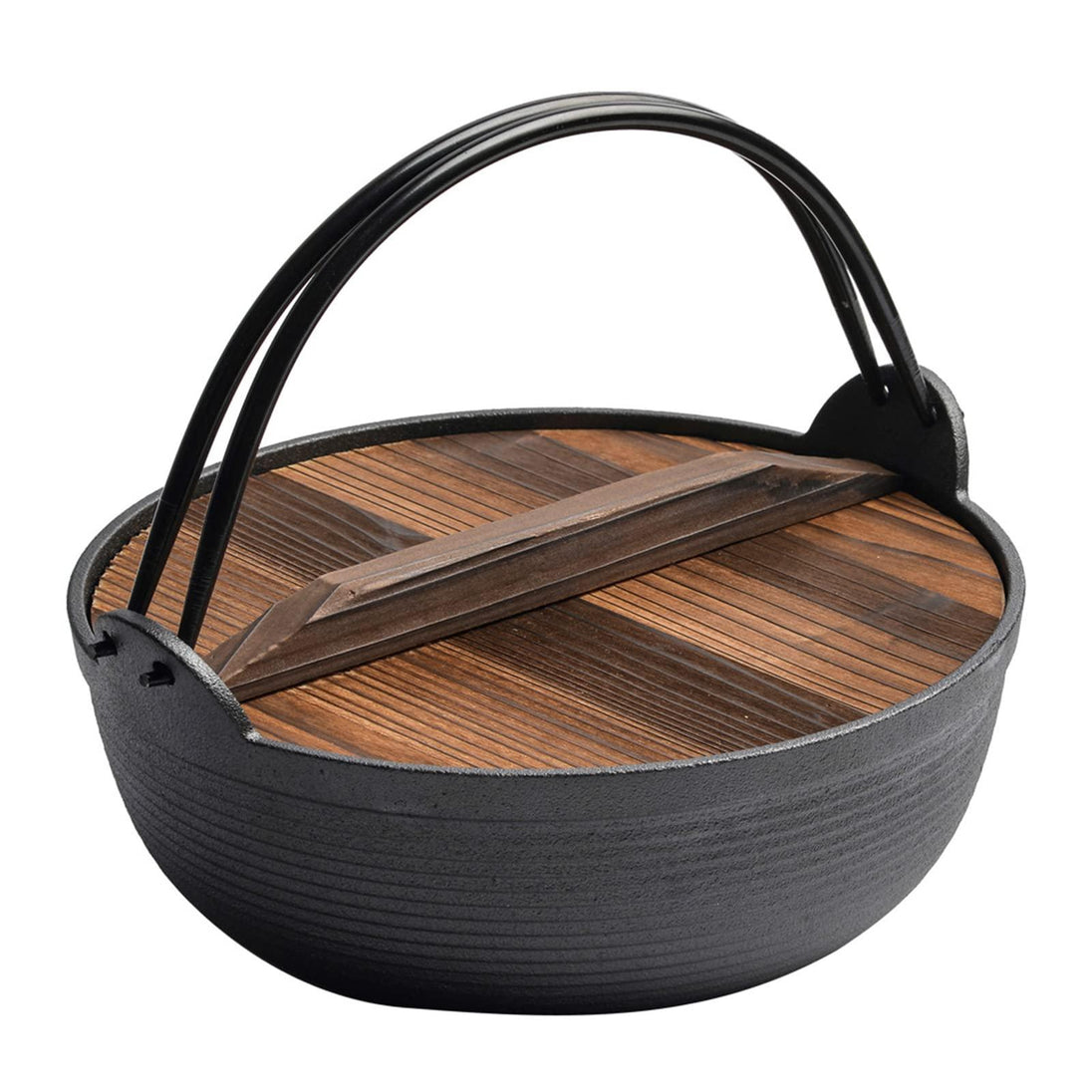 Buy 29cm Cast Iron Sukiyaki Iron Pot Japanese Shabu Shabu Pot Pan Stockpot Wooden Lid Home Camping Picnic discounted | Products On Sale Australia