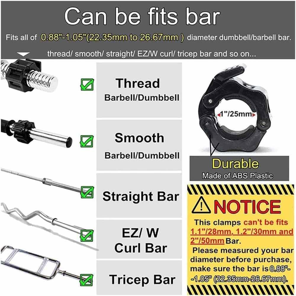 Buy 2Pcs 1in / 25mm Dumbbell Clamps Barbell Clamps Collars Clips Bar Plates Collar Clips Black discounted | Products On Sale Australia