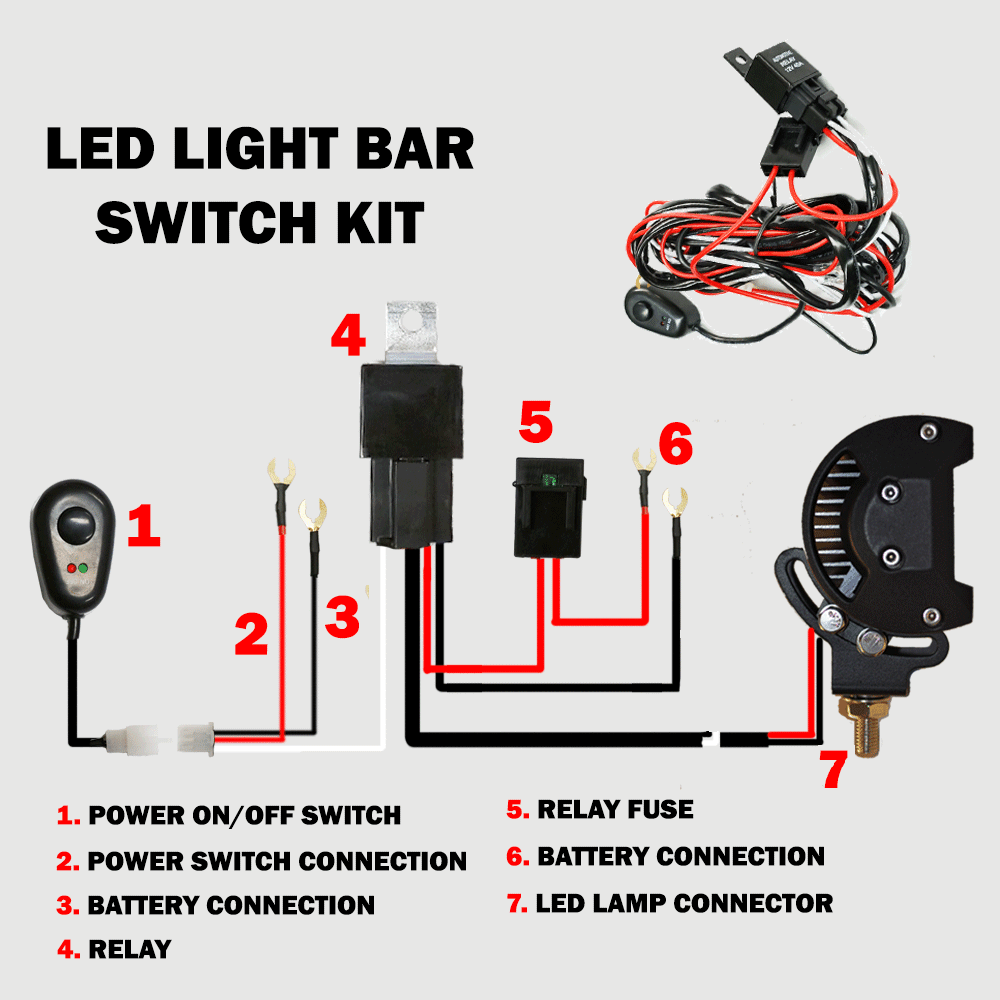 Buy 2way LED Universal Driving light Wiring Loom Harness 12V 24V 40A Relay Switch discounted | Products On Sale Australia