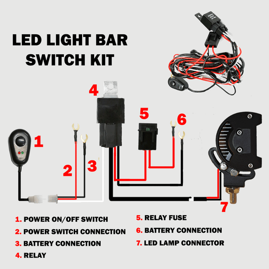 Buy 2way LED Universal Driving light Wiring Loom Harness 12V 24V 40A Relay Switch discounted | Products On Sale Australia