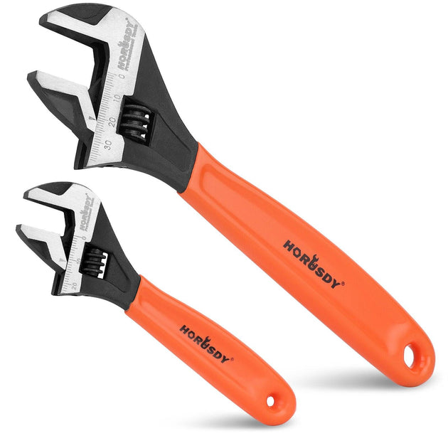 Buy 2x Adjustable Wrench Set 6" 10" Wide Jaw Spanner Cr-V Steel Workshop Metric SAE discounted | Products On Sale Australia