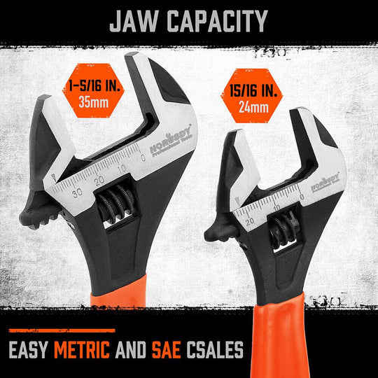 Buy 2x Adjustable Wrench Set 6" 10" Wide Jaw Spanner Cr-V Steel Workshop Metric SAE discounted | Products On Sale Australia