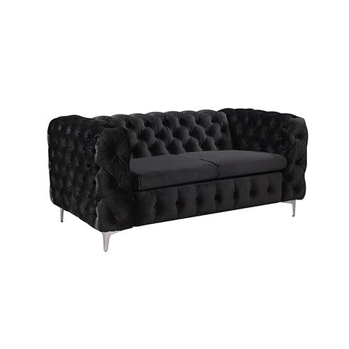 Buy 3+2+1 Seater Sofa Classic Button Tufted Lounge in Black Velvet Fabric with Metal Legs discounted | Products On Sale Australia