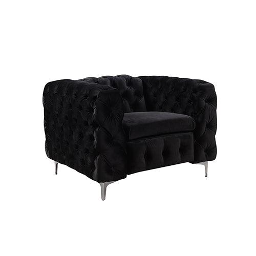 Buy 3+2+1 Seater Sofa Classic Button Tufted Lounge in Black Velvet Fabric with Metal Legs discounted | Products On Sale Australia