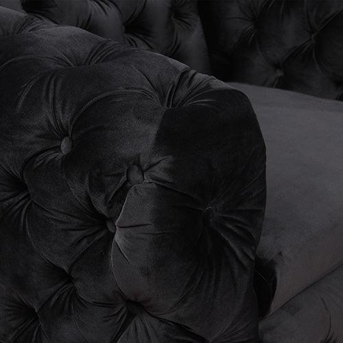 Buy 3+2+1 Seater Sofa Classic Button Tufted Lounge in Black Velvet Fabric with Metal Legs discounted | Products On Sale Australia