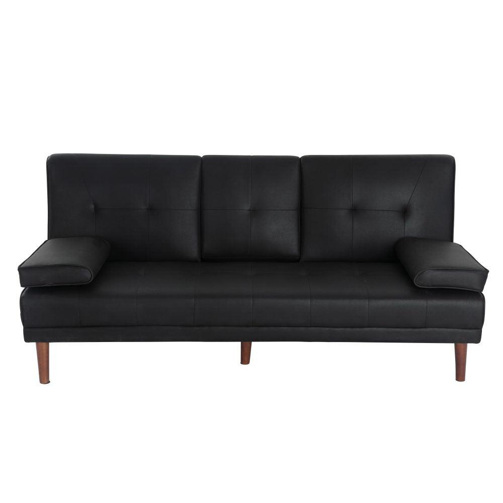 Buy 3 Seater Adjustable Sofa Bed With Cup Holder Black discounted | Products On Sale Australia