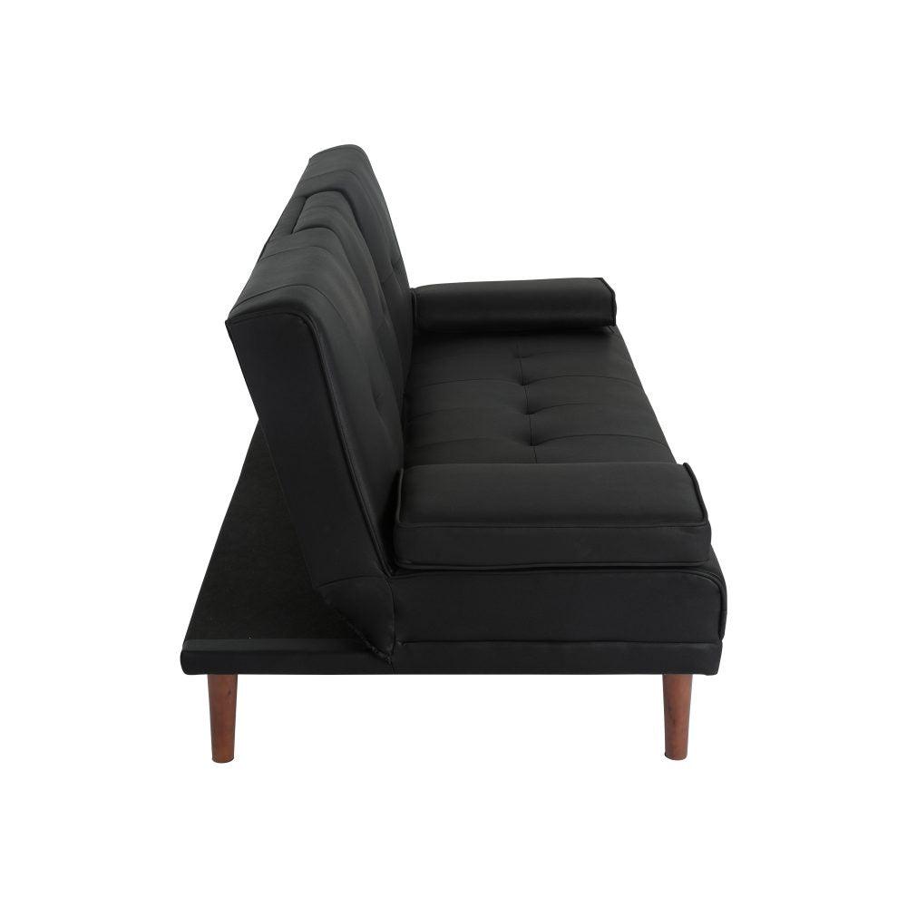 Buy 3 Seater Adjustable Sofa Bed With Cup Holder Black discounted | Products On Sale Australia