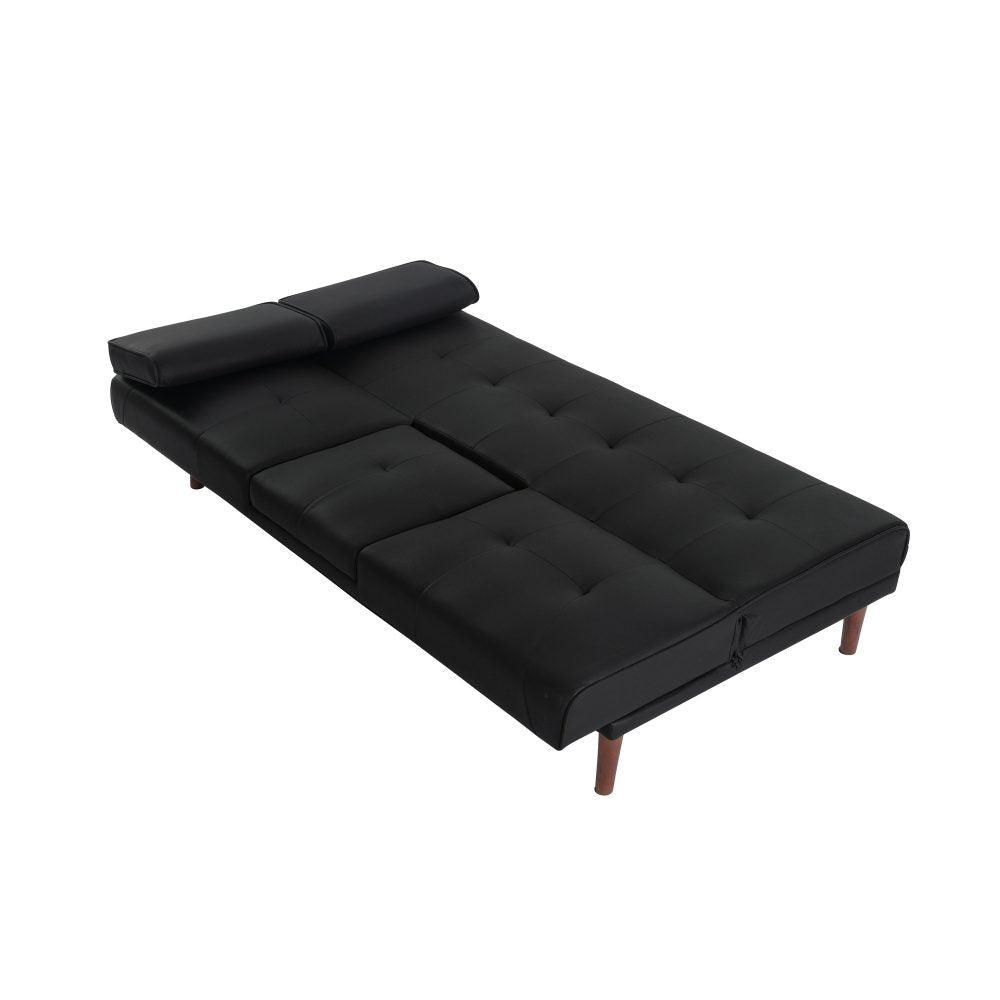 Buy 3 Seater Adjustable Sofa Bed With Cup Holder Black discounted | Products On Sale Australia