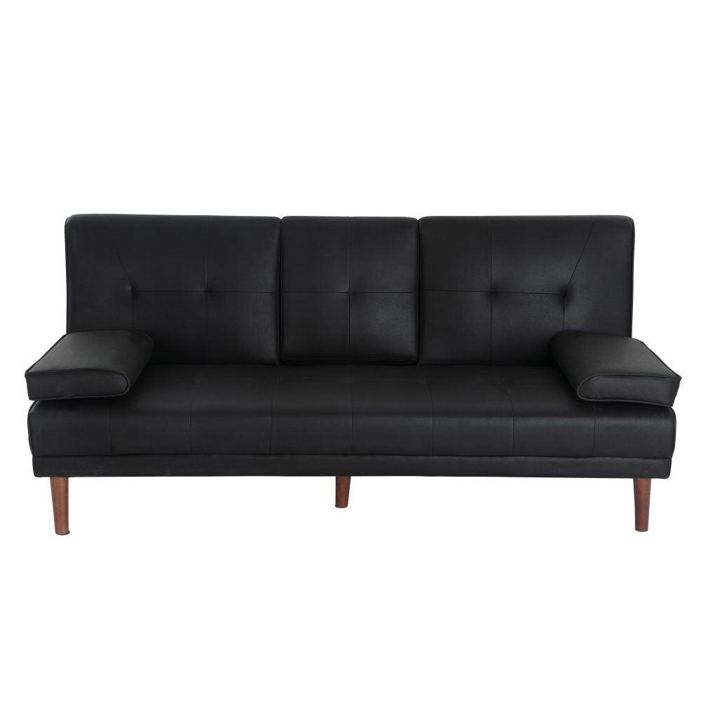 3 Seater Adjustable Sofa Bed With Cup Holder Black Products On Sale Australia | Furniture > Sofas Category