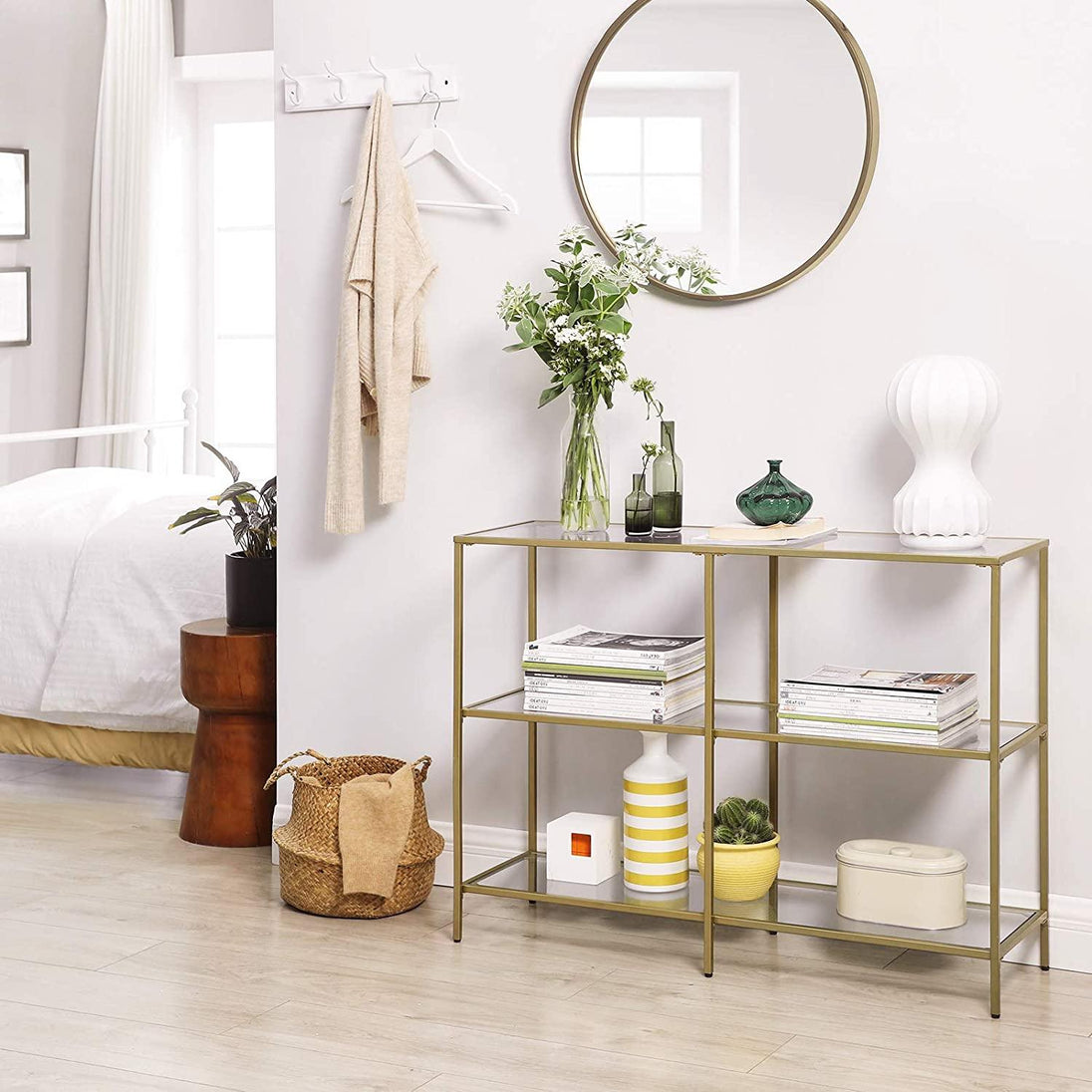 Buy 3-Tier Tempered Glass Sofa Table Modern Storage Shelf discounted | Products On Sale Australia