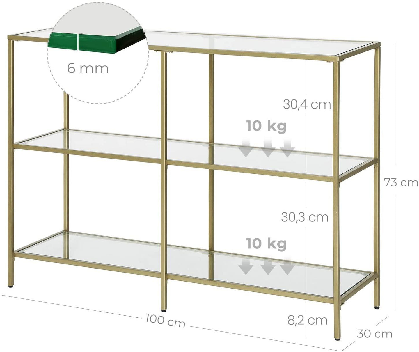 Buy 3-Tier Tempered Glass Sofa Table Modern Storage Shelf discounted | Products On Sale Australia