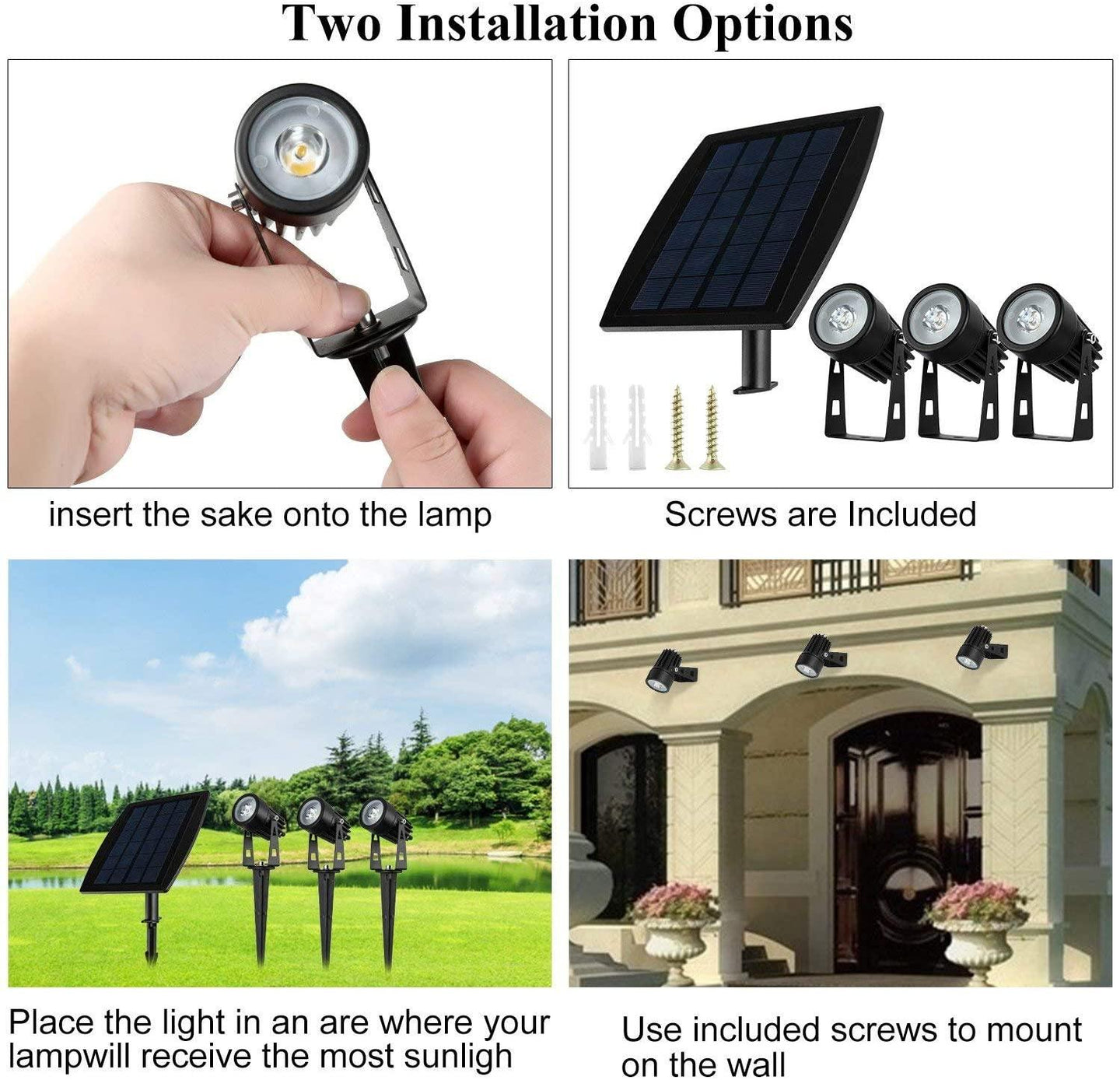 Buy 3 x LED Spotlights Powered Solar Garden Lights Outdoor Waterproof (Warm White) discounted | Products On Sale Australia