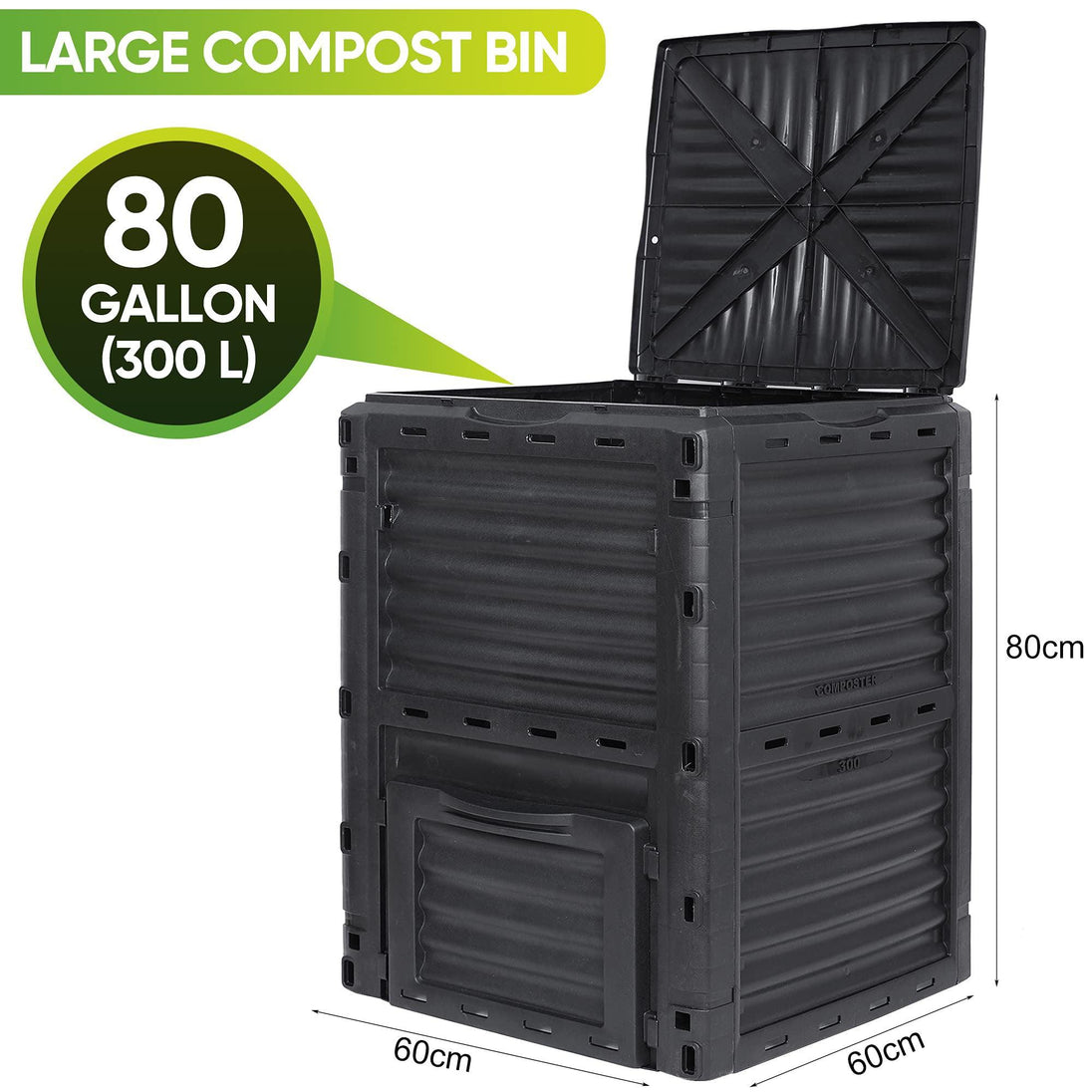 Buy 300L Large Garden Outdoor Compost Bin Composter BPA Free Compost Barrel discounted | Products On Sale Australia