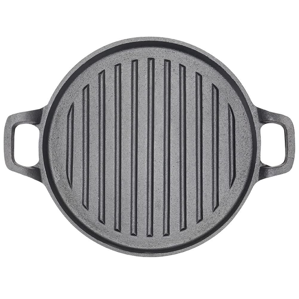 Buy 30cm Round Cast Iron Griddle Plate, BBQ Pan Cooking Griddle Grill for StoveF, Oven discounted | Products On Sale Australia