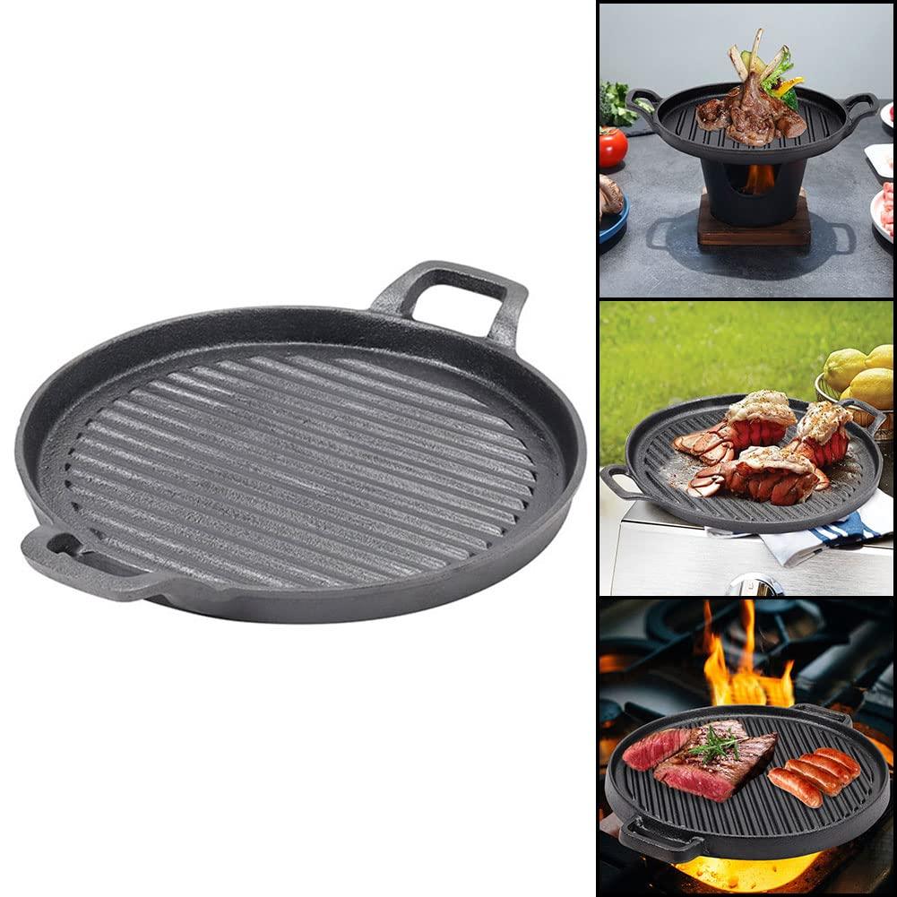 Buy 30cm Round Cast Iron Griddle Plate, BBQ Pan Cooking Griddle Grill for StoveF, Oven discounted | Products On Sale Australia