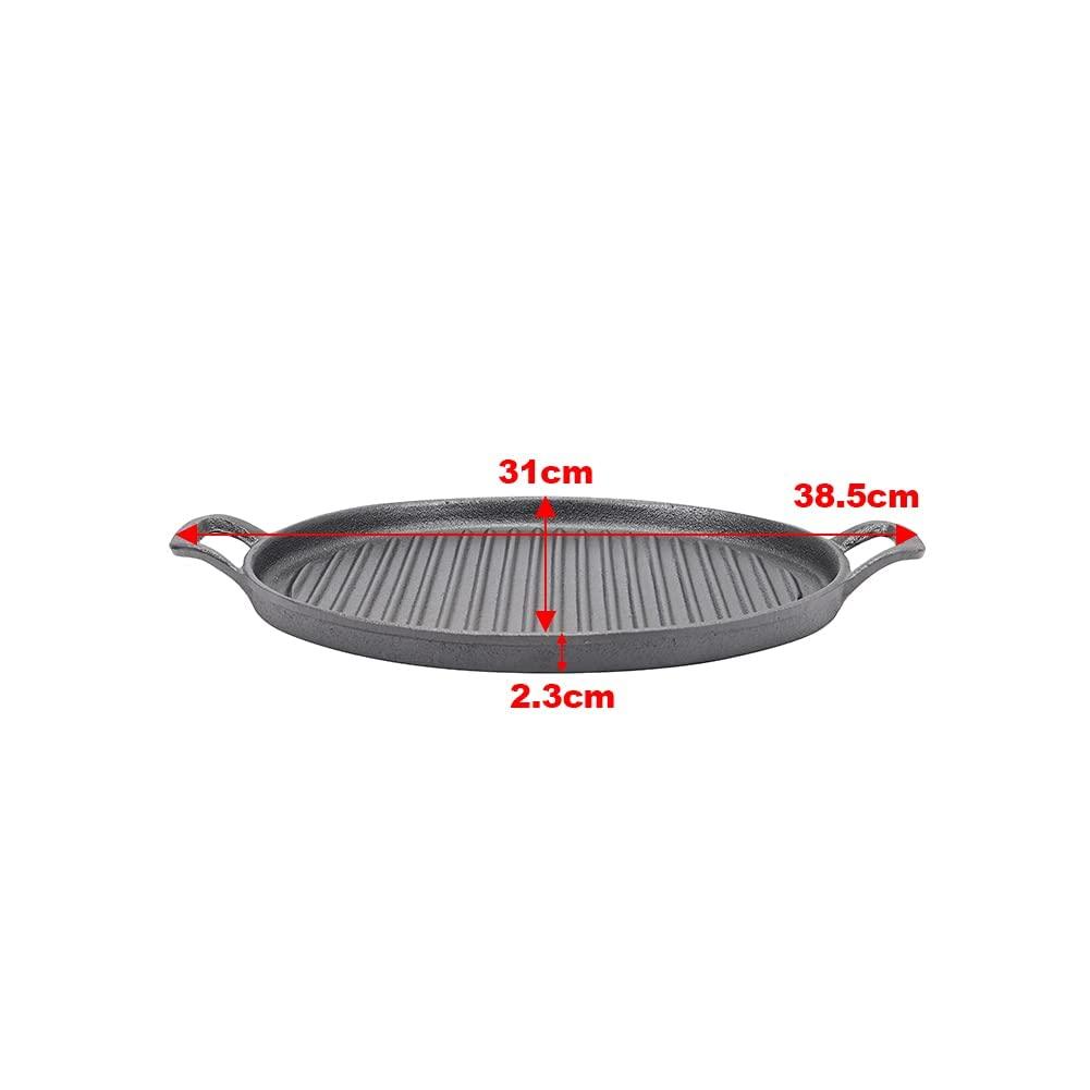 Buy 30cm Round Cast Iron Griddle Plate, BBQ Pan Cooking Griddle Grill for StoveF, Oven discounted | Products On Sale Australia