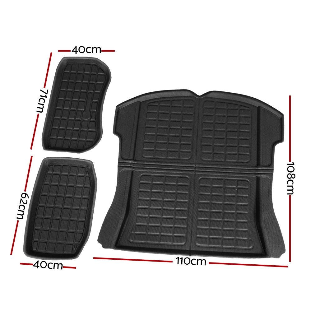 Buy 3PCS Car Rear Front Cargo Trunk Toolbox Luggage Rubber Mats for Tesla Model 3 2021-2022 discounted | Products On Sale Australia