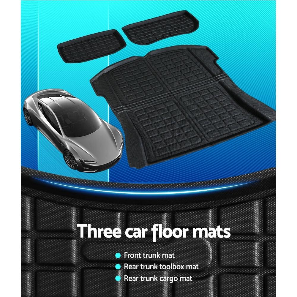 Buy 3PCS Car Rear Front Cargo Trunk Toolbox Luggage Rubber Mats for Tesla Model 3 2021-2022 discounted | Products On Sale Australia