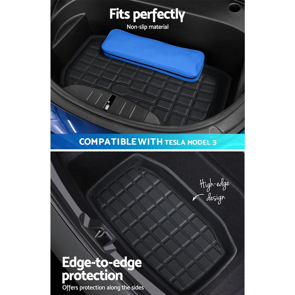 Buy 3PCS Car Rear Front Cargo Trunk Toolbox Luggage Rubber Mats for Tesla Model 3 2021-2022 discounted | Products On Sale Australia