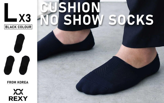 Buy 3X Rexy Cushion No Show Ankle Socks Large Non-Slip Breathable BLACK discounted | Products On Sale Australia