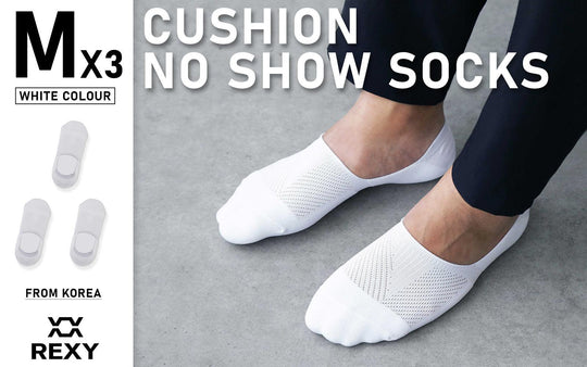 Buy 3X Rexy Cushion No Show Ankle Socks Medium Non-Slip Breathable WHITE discounted | Products On Sale Australia