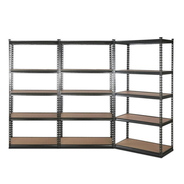 Buy 3x1.8M 5-Shelves Steel Warehouse Shelving Racking Garage Storage Rack Grey discounted | Products On Sale Australia