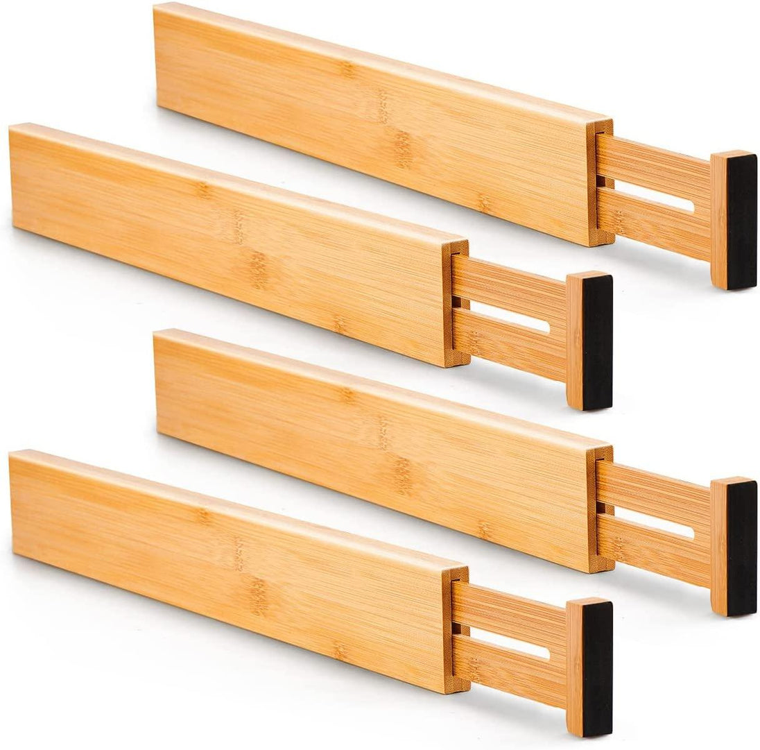 Buy 4 Pack Bamboo Adjustable Kitchen Drawer Dividers (Large, 44-55 cm) discounted | Products On Sale Australia