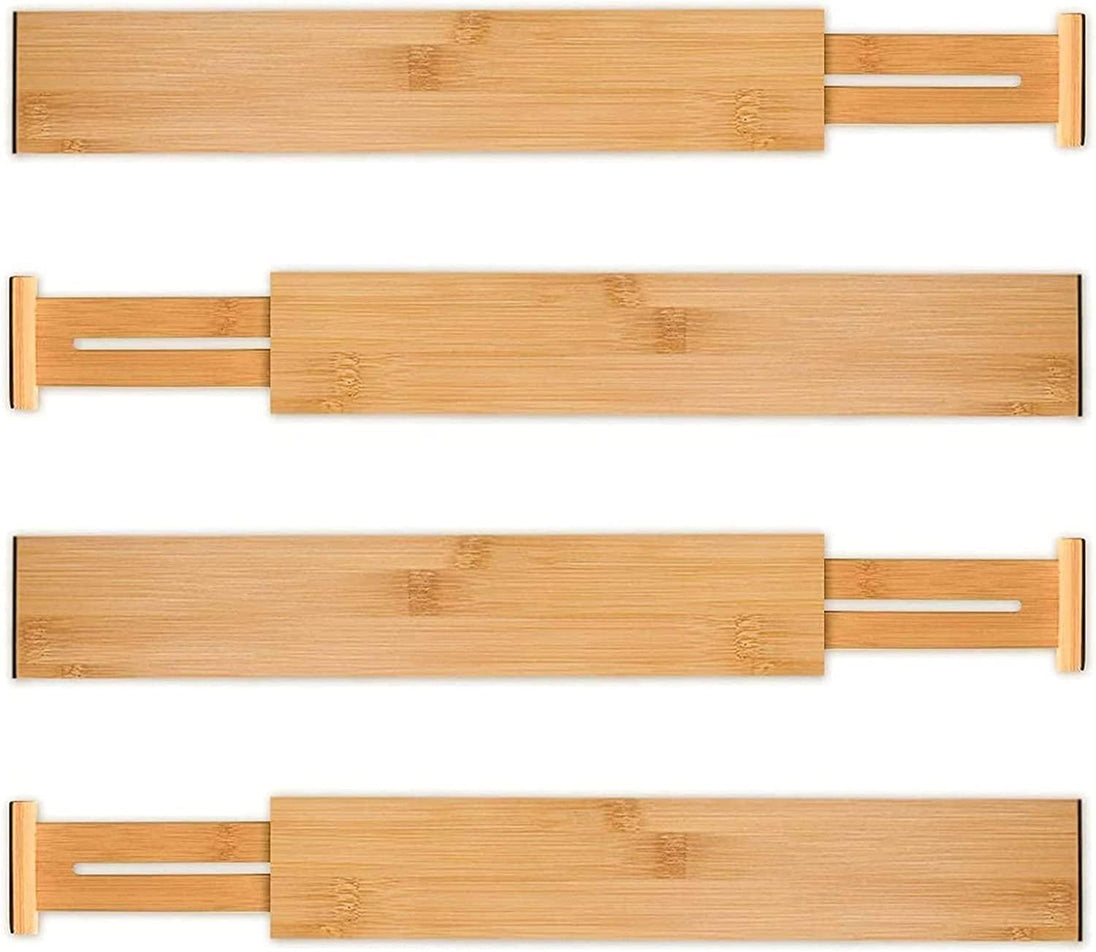 Buy 4 Pack Bamboo Adjustable Kitchen Drawer Dividers (Large, 44-55 cm) discounted | Products On Sale Australia