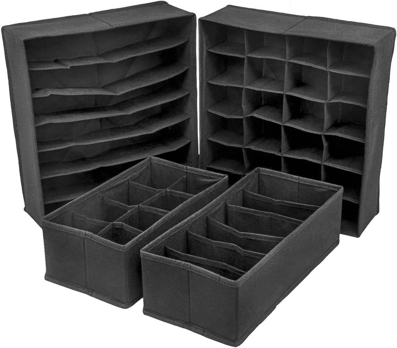 Buy 4 Pack Foldable Drawer Dividers Storage Boxes (Black) discounted | Products On Sale Australia