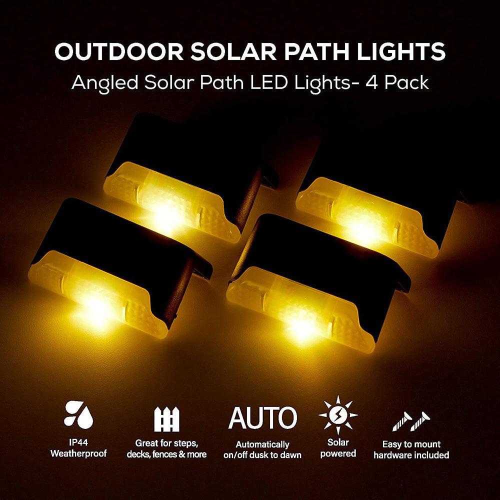 Buy 4 Pack SolarPower Deck Lights Outdoor Step Lights Waterproof LED lights discounted | Products On Sale Australia