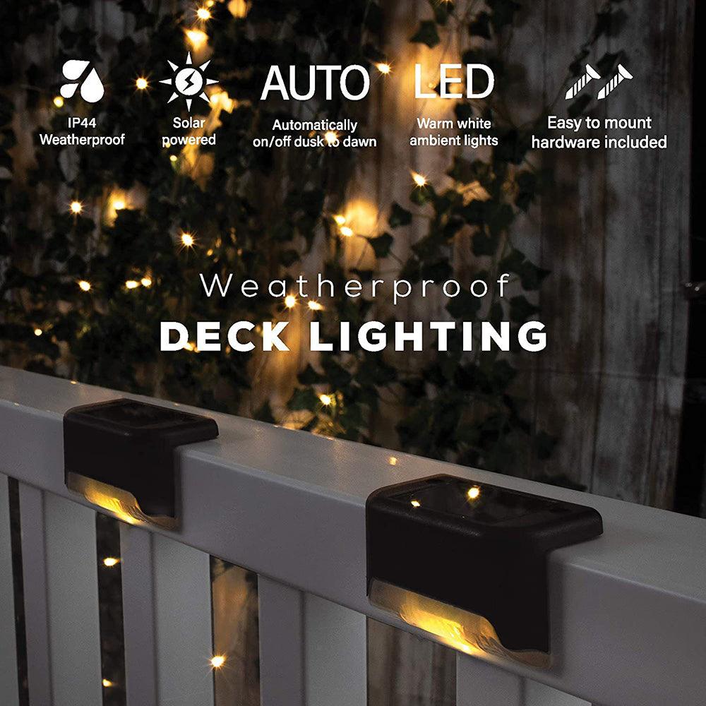 Buy 4 Pack SolarPower Deck Lights Outdoor Step Lights Waterproof LED lights discounted | Products On Sale Australia