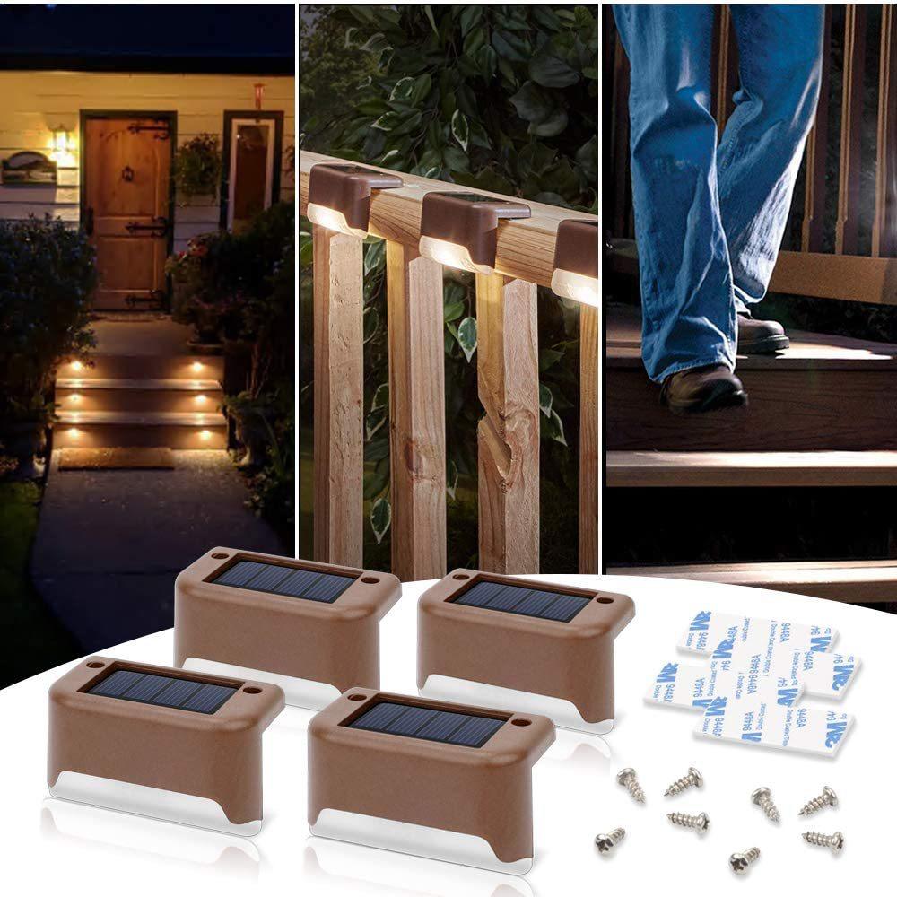 Buy 4 Pack SolarPower Deck Lights Outdoor Step Lights Waterproof LED lights discounted | Products On Sale Australia