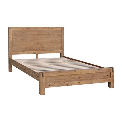 Buy 4 Pieces Bedroom Suite in Solid Wood Veneered Acacia Construction Timber Slat Queen Size Oak Colour Bed, Bedside Table & Dresser discounted | Products On Sale Australia