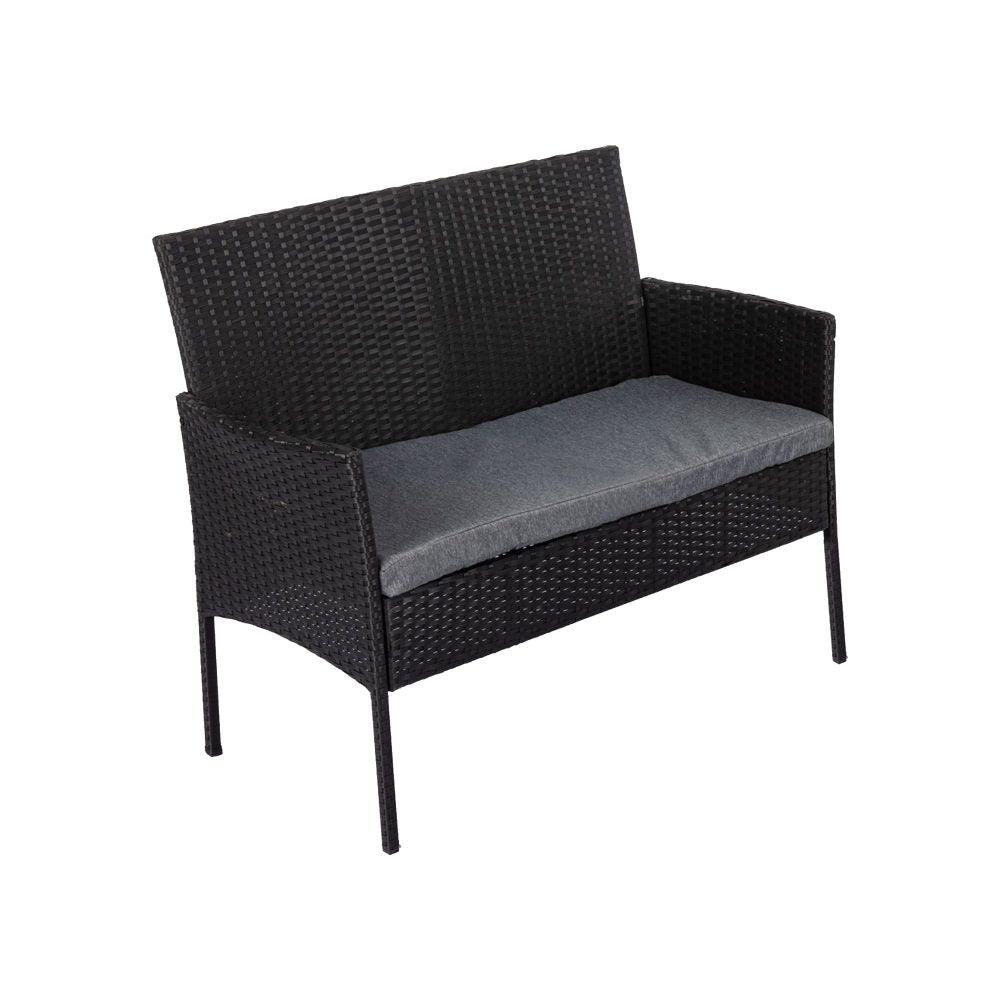 Buy 4 Seater Wicker Outdoor Lounge Set - Black discounted | Products On Sale Australia