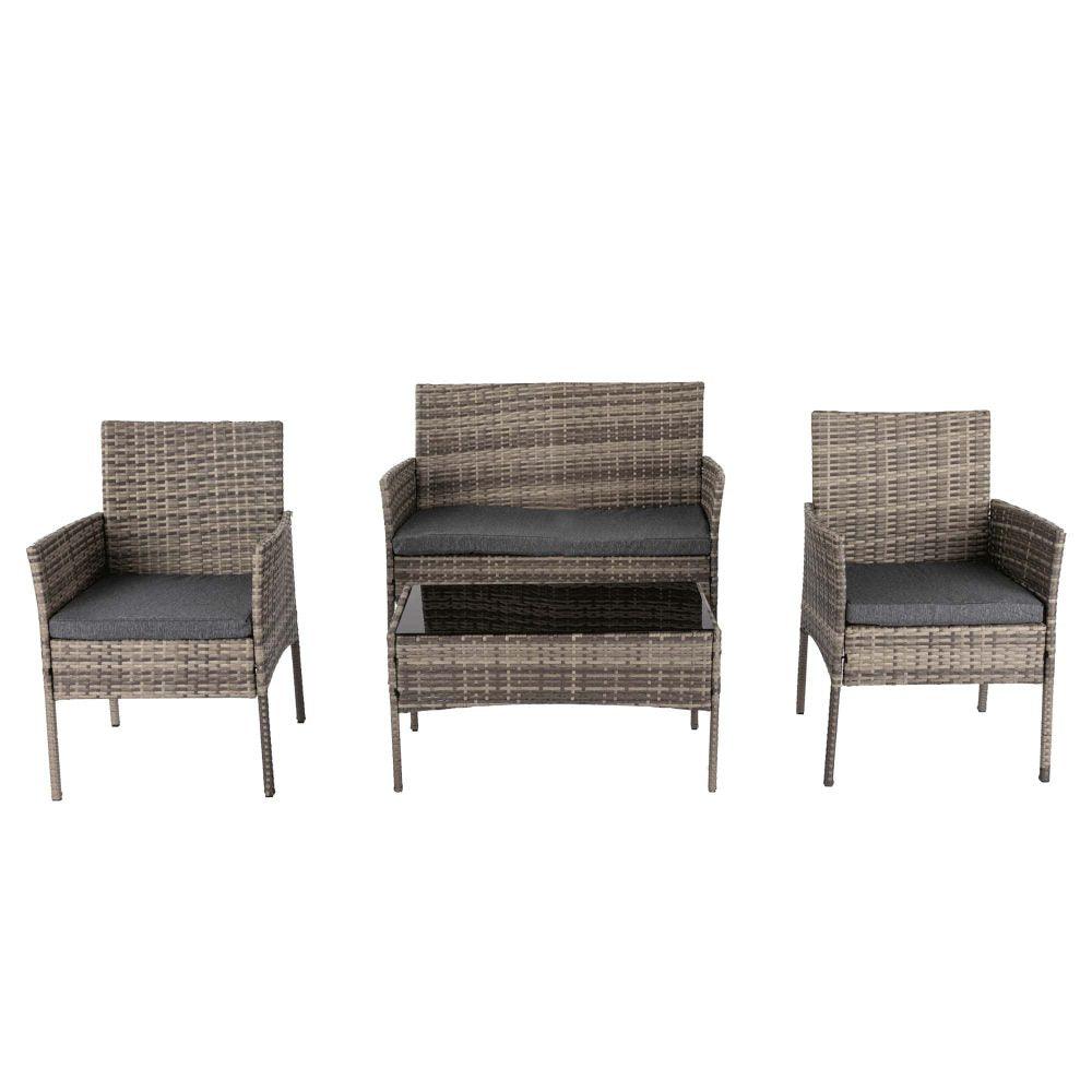 Buy 4 Seater Wicker Outdoor Lounge Set - Mixed Grey discounted | Products On Sale Australia