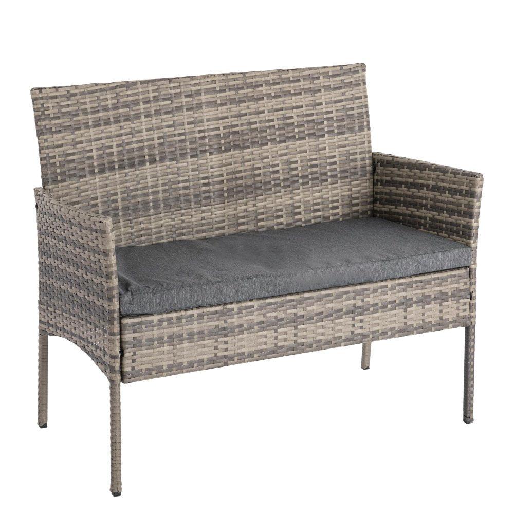 Buy 4 Seater Wicker Outdoor Lounge Set - Mixed Grey discounted | Products On Sale Australia