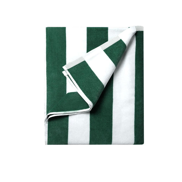 Buy 400GSM Cabana Stripe Cotton Polyester Beach Towel Dark Green discounted | Products On Sale Australia